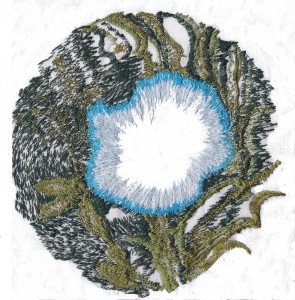 The background of the Iris thread painting