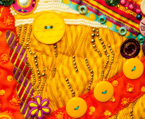 Art Quilt "Fiesta" showing background fabric before embellishing